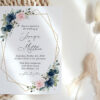 Navy and Pink Flowers Wedding Invitation Suite, Wedding Stationery, Printable File, Edit Yourself, SH35