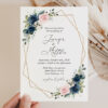 Navy and Pink Flowers Wedding Invitation Suite, Wedding Stationery, Printable File, Edit Yourself, SH35