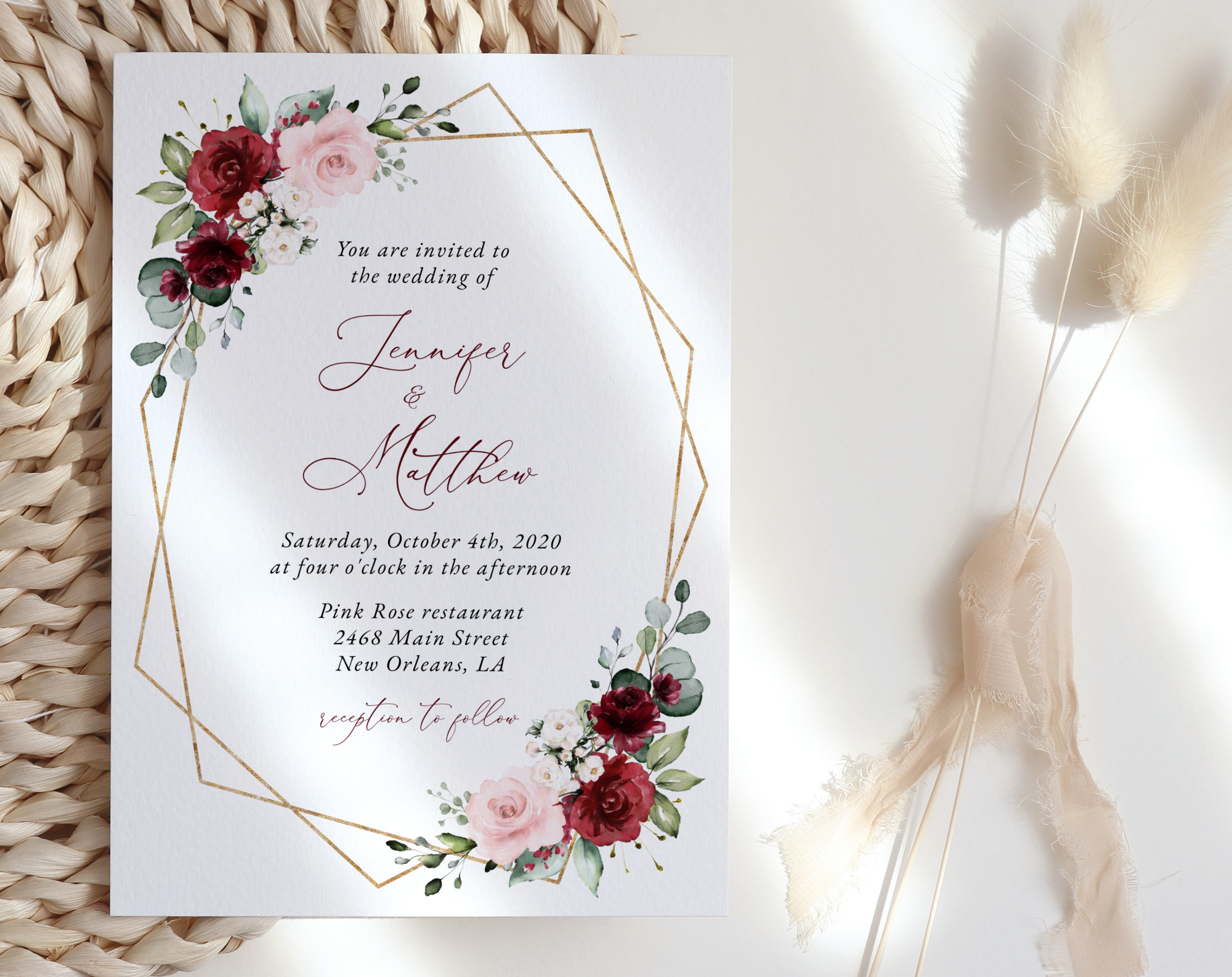 Burgundy and Pink Flowers Wedding Invitation Suite, Wedding Stationery, Printable File, Edit Yourself, SH36 Burgundy and Pink Flowers Wedding Invitation Suite, Wedding Stationery, Printable File, Edit Yourself, SH36