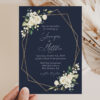 Navy and White Flowers Wedding Invitation Suite, Wedding Stationery, Printable File, Edit Yourself, SH41 Navy and White Flowers Wedding Invitation Suite, Wedding Stationery, Printable File, Edit Yourself, SH41