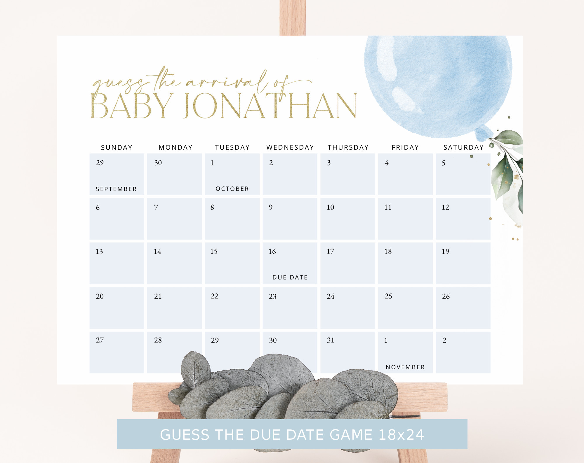 Blue Balloon Baby Shower Bundle, Boy Baby Shower, Printable File, Edit Yourself, SH15