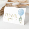 Blue Balloon Thank You Card, Boy Baby Shower, Printable File, Edit Yourself, SH15