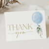 Blue Balloon Thank You Card, Boy Baby Shower, Printable File, Edit Yourself, SH15