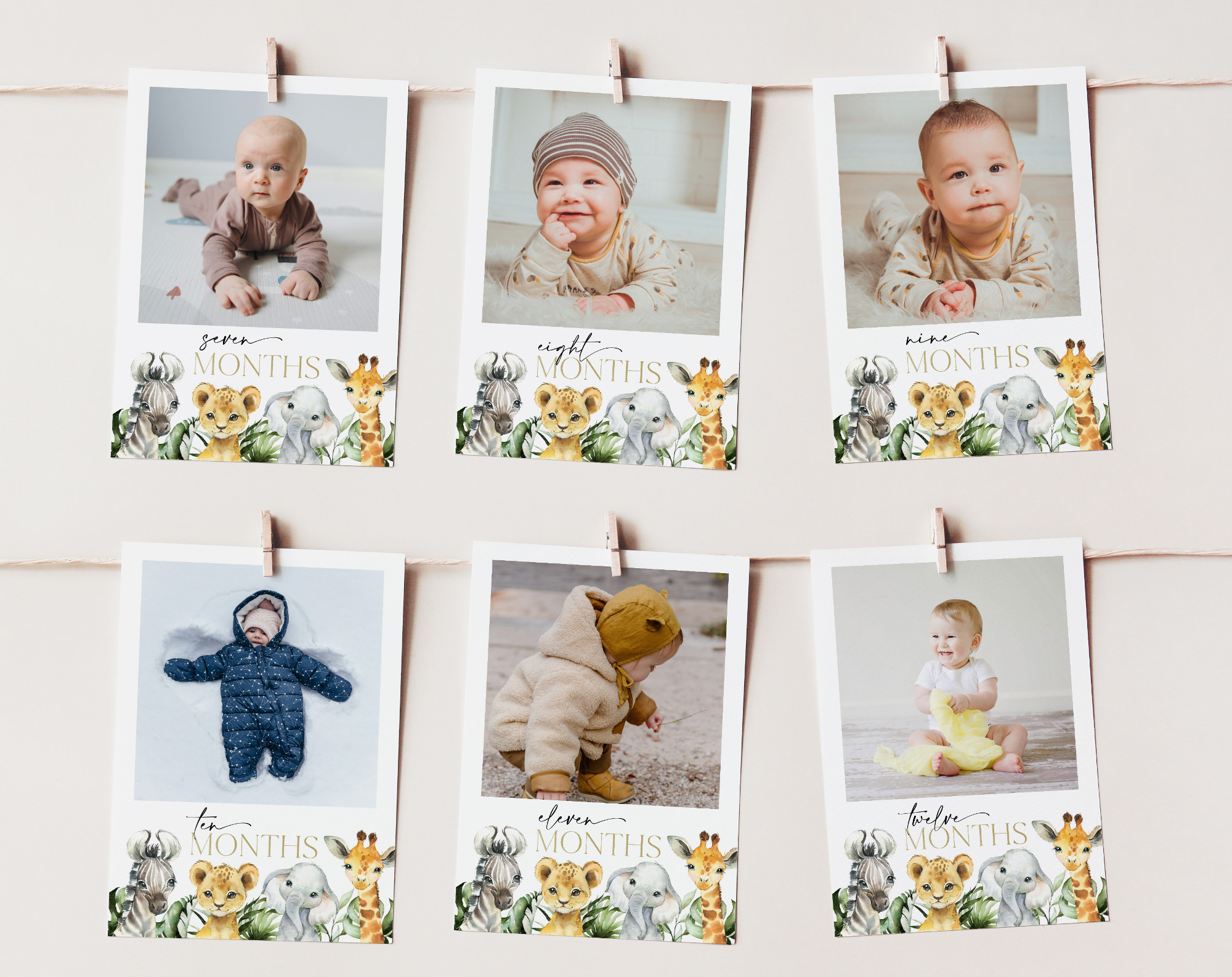 Jungle Animals First Year Photos, First Birthday, Boy Birthday, Printable File, Edit Yourself, SH22
