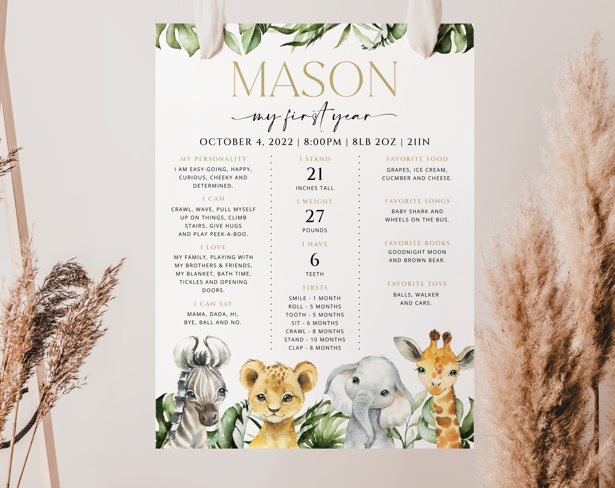 Jungle Animals Milestone Sign, Birthday Sign, First Birthday, Boy Birthday, Printable File, Edit Yourself, SH22 Jungle Animals Milestone Sign, Birthday Sign, First Birthday, Boy Birthday, Printable File, Edit Yourself, SH22