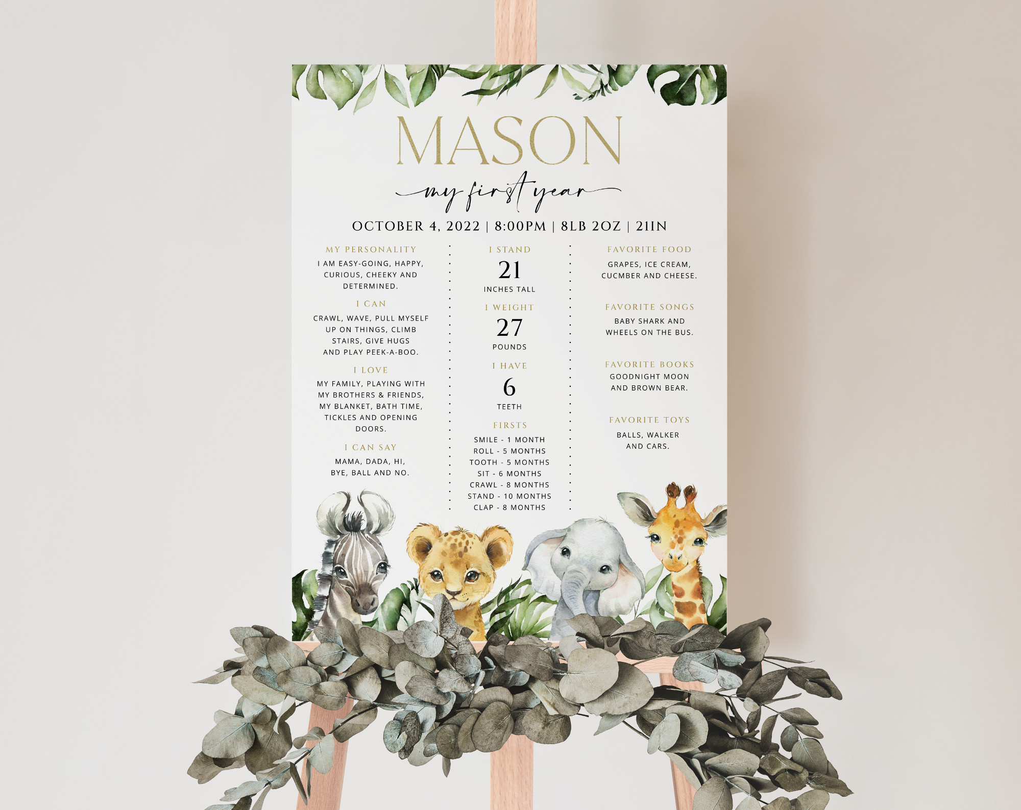 Jungle Animals Milestone Sign, Birthday Sign, First Birthday, Boy Birthday, Printable File, Edit Yourself, SH22 Jungle Animals Milestone Sign, Birthday Sign, First Birthday, Boy Birthday, Printable File, Edit Yourself, SH22