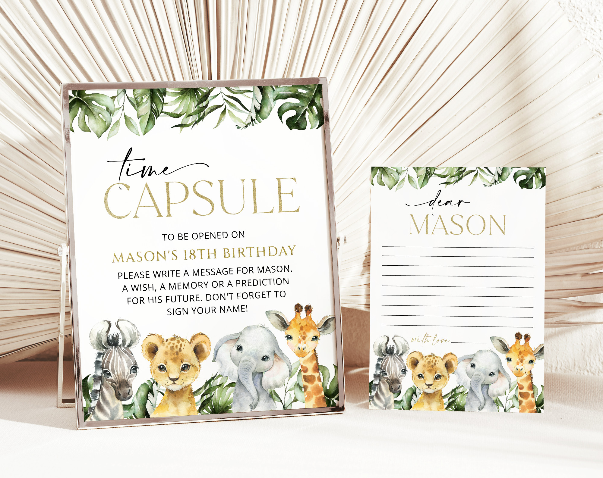 Jungle Animals Time Capsule, First Birthday, Boy Birthday, Printable File, Edit Yourself, SH22 Jungle Animals Time Capsule, First Birthday, Boy Birthday, Printable File, Edit Yourself, SH22