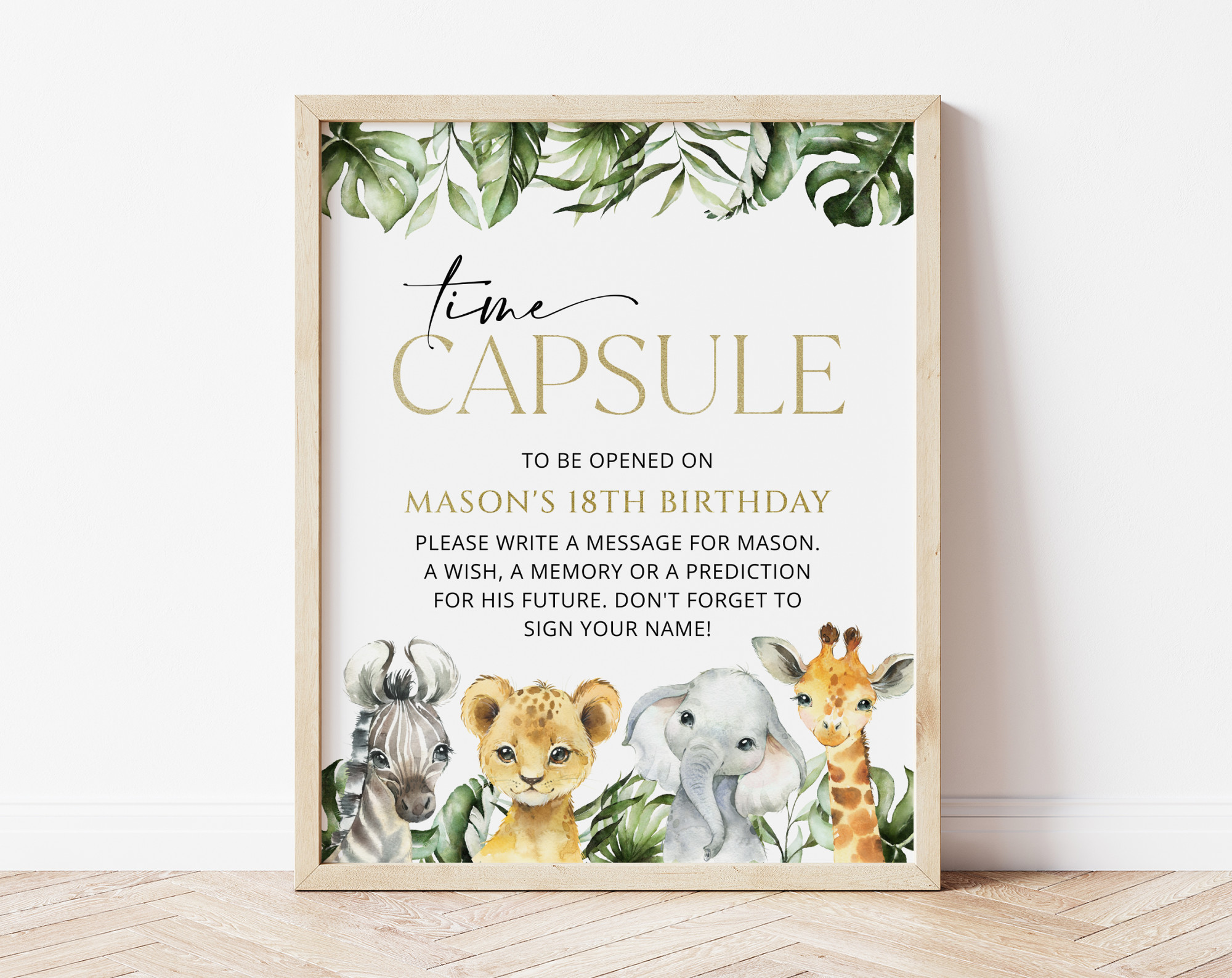 Jungle Animals Time Capsule, First Birthday, Boy Birthday, Printable File, Edit Yourself, SH22 Jungle Animals Time Capsule, First Birthday, Boy Birthday, Printable File, Edit Yourself, SH22