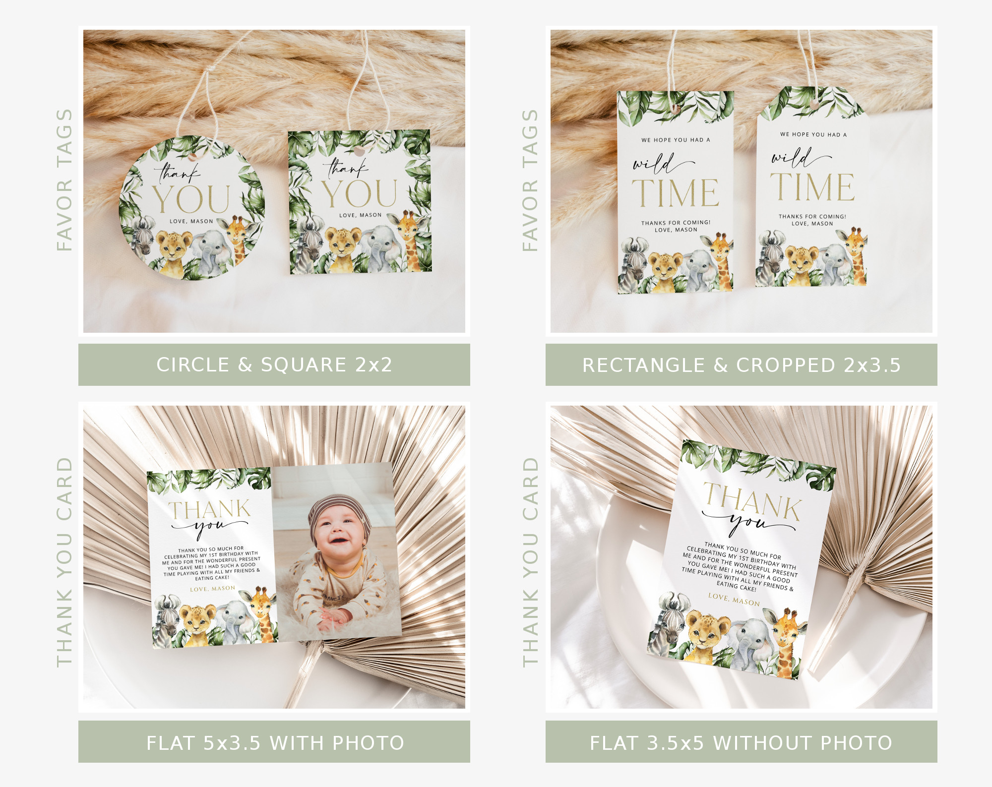 Jungle Animals First Birthday Bundle, Boy Birthday, Printable File, Edit Yourself, SH22