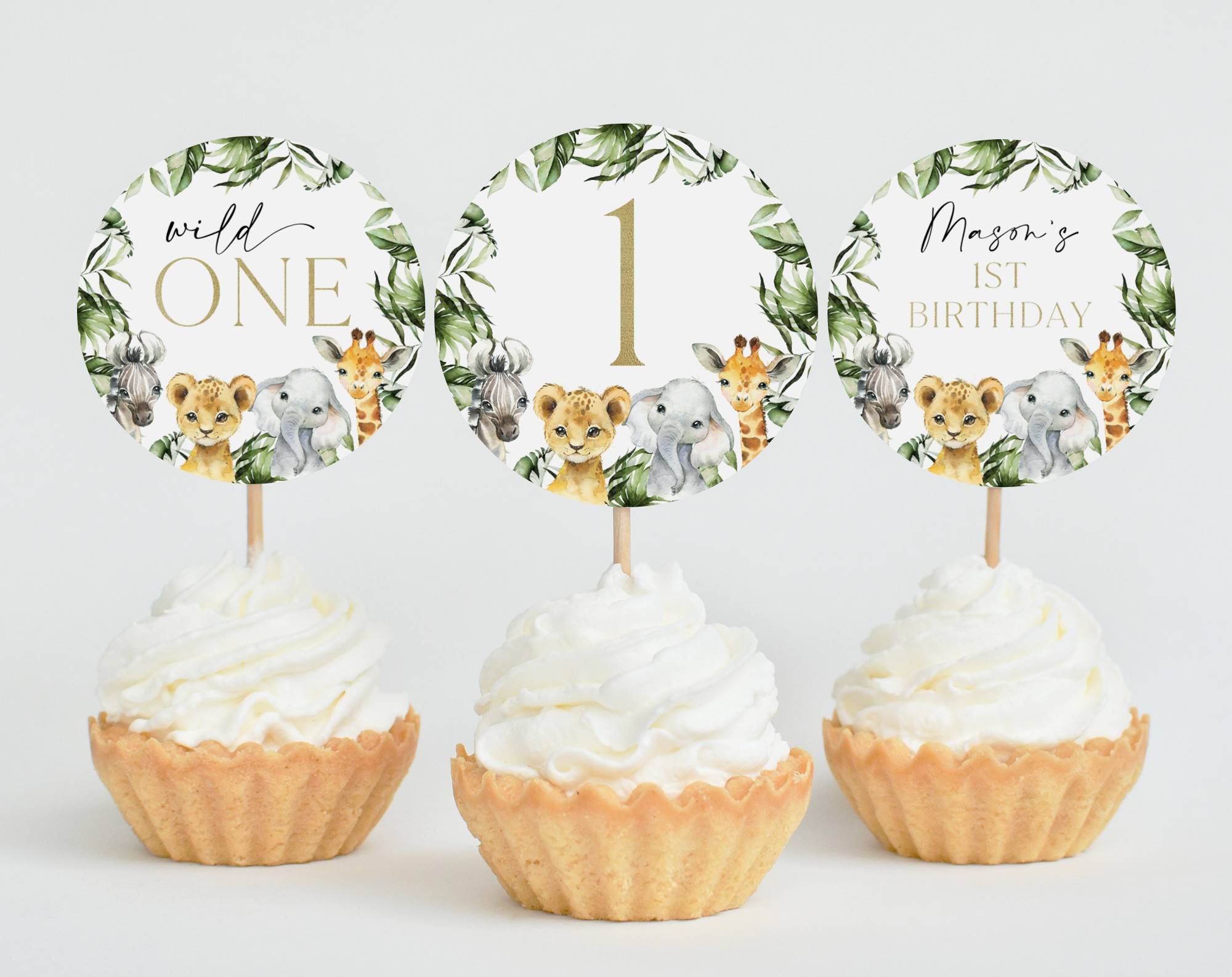 Jungle Animals Cupcake Toppers, First Birthday, Boy Birthday, Printable File, Edit Yourself, SH22 Jungle Animals Cupcake Toppers, First Birthday, Boy Birthday, Printable File, Edit Yourself, SH22
