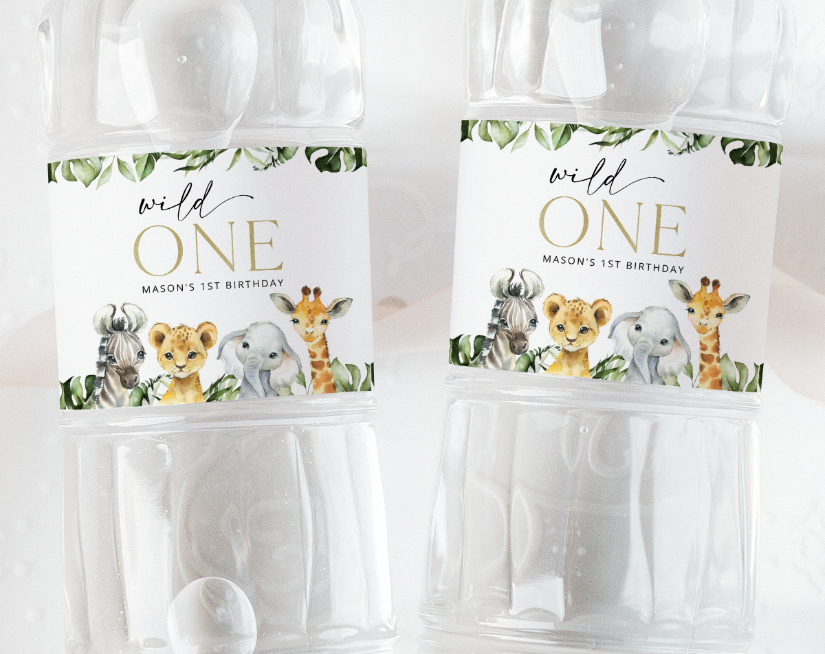 Jungle Animals Water Bottle Labels, First Birthday, Boy Birthday, Printable File, Edit Yourself, SH22 Jungle Animals Water Bottle Labels, First Birthday, Boy Birthday, Printable File, Edit Yourself, SH22