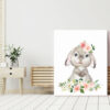 Little Bunny Pink Flowers Nursery Prints, Nursery Wall Art, Girl Nursery Decor, Printable File, SH05
