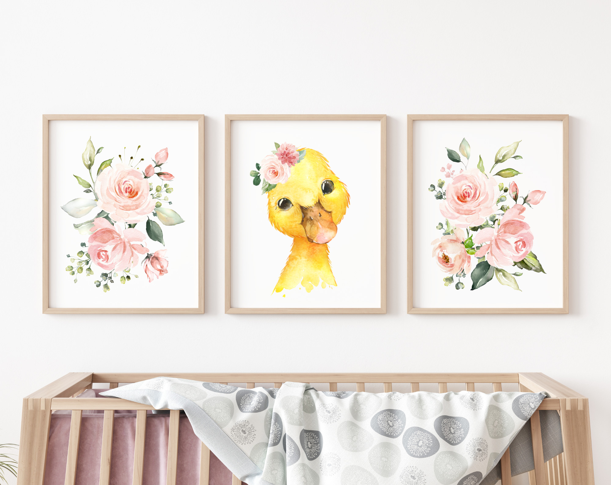 Pink Flowers Duck Nursery Prints, Farm Animals, Nursery Wall Art, Girl Nursery Decor, Printable File, SH06 Pink Flowers Duck Nursery Prints, Farm Animals, Nursery Wall Art, Girl Nursery Decor, Printable File, SH06