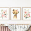 Pink Flowers Cheetah Nursery Prints, Jungle Animals, Nursery Wall Art, Girl Nursery Decor, Printable File, SH11