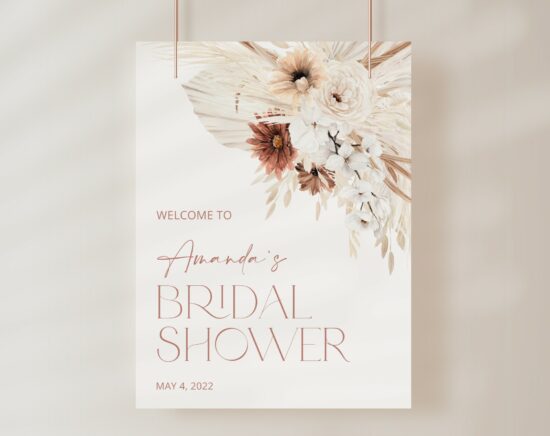 Pampas Grass Terracotta Welcome Sign - Bridal Shower Sign