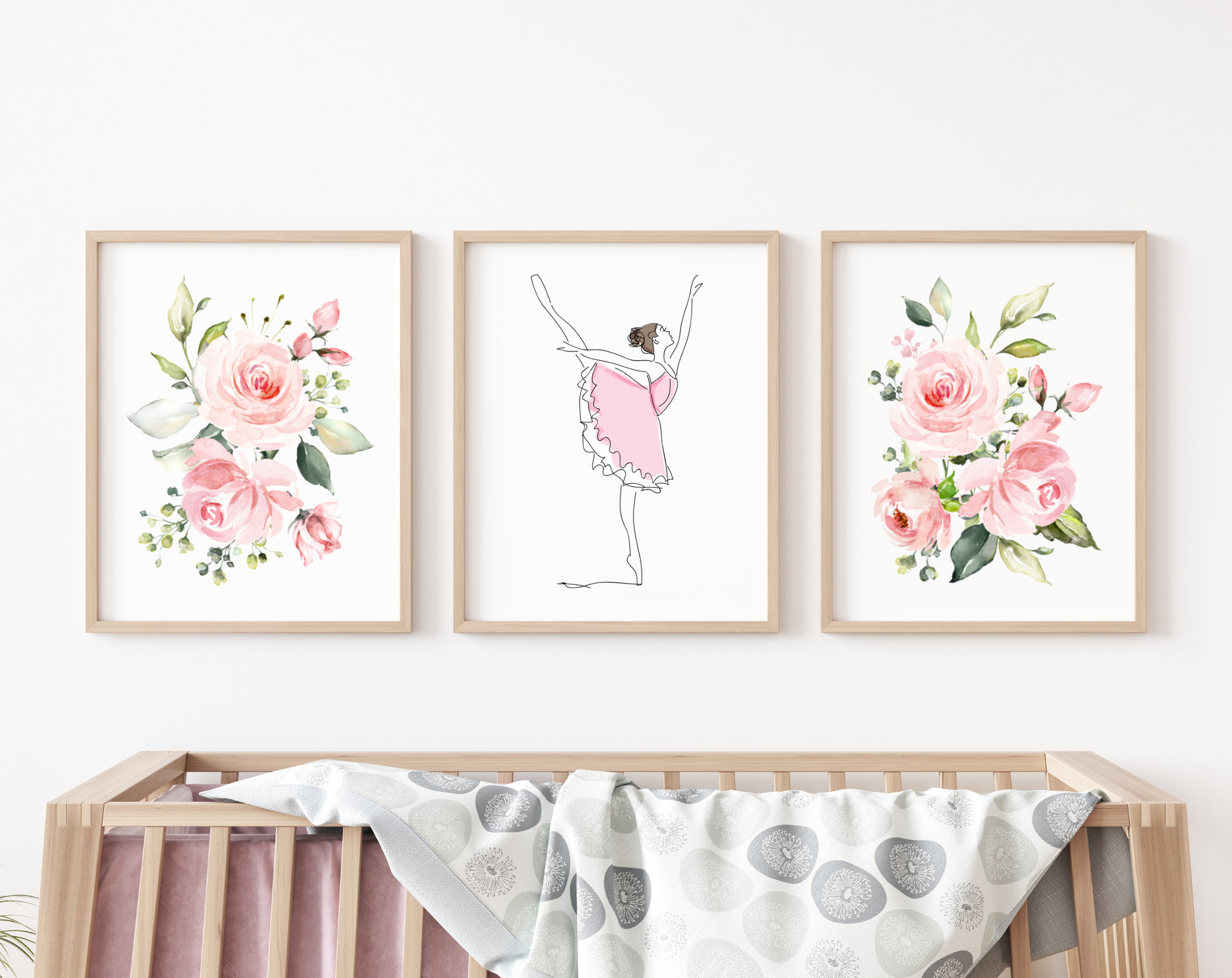 Ballerina Nursery Prints, Nursery Wall Art, Girl Nursery Decor, Printable File, SH39