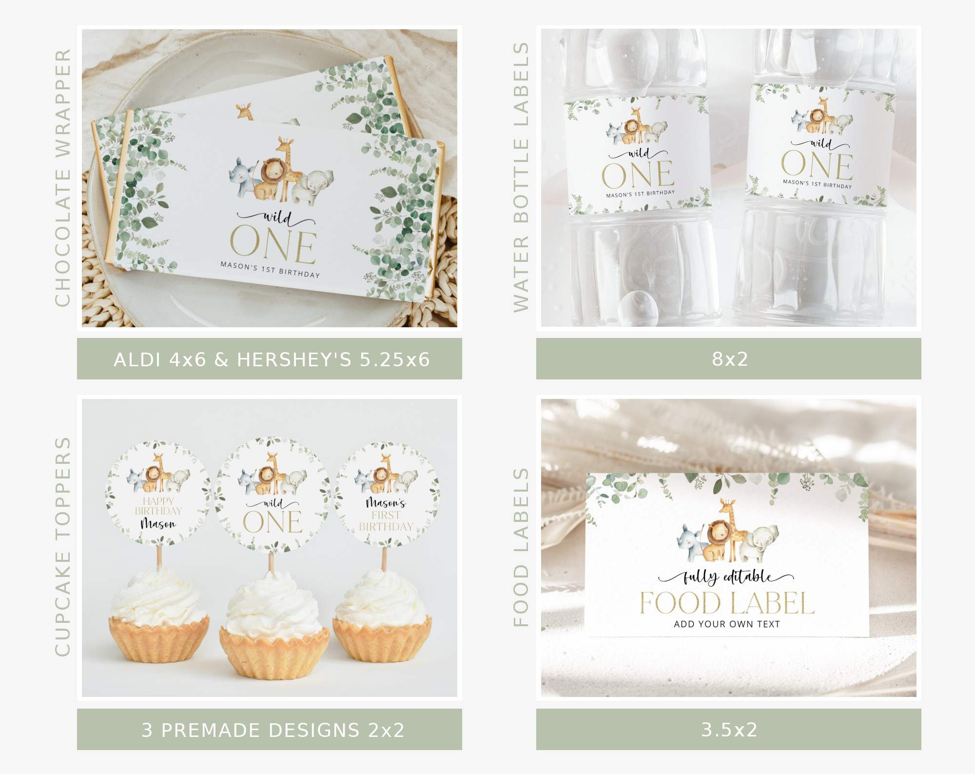 Safari Animals First Birthday Bundle, Boy Birthday, Printable File, Edit Yourself, SH23 Safari Animals First Birthday Bundle, Boy Birthday, Printable File, Edit Yourself, SH23