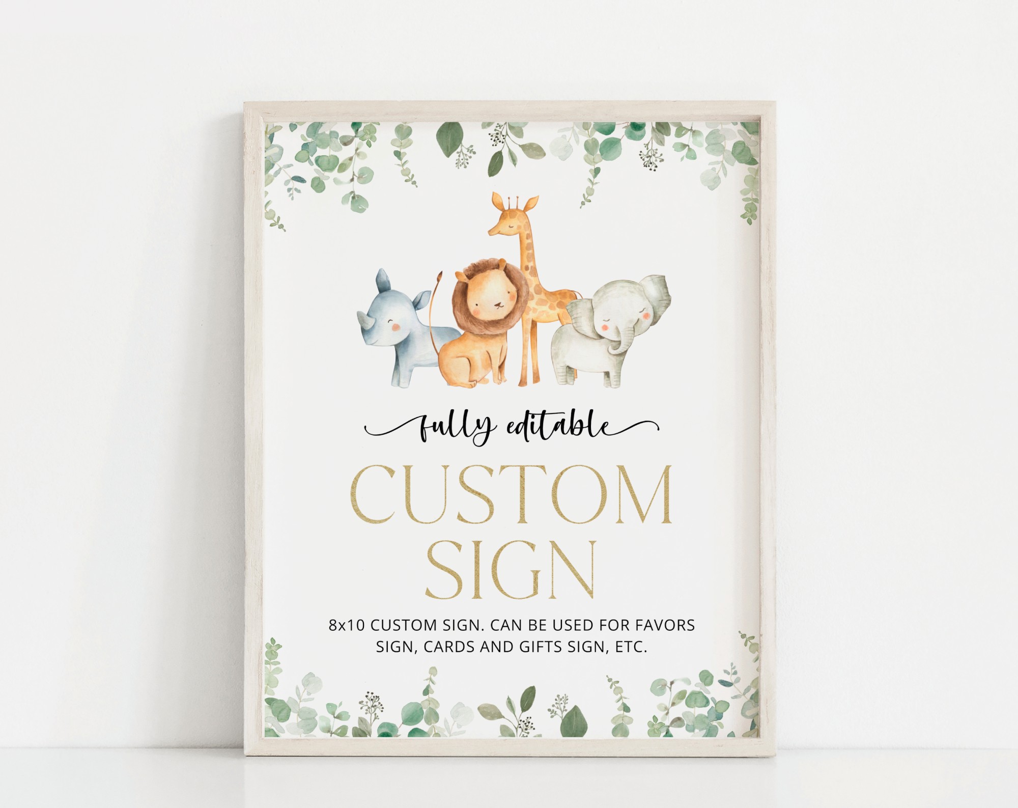 Safari Animals Custom Sign, Birthday Sign, First Birthday, Boy Birthday, Printable File, Edit Yourself, SH23