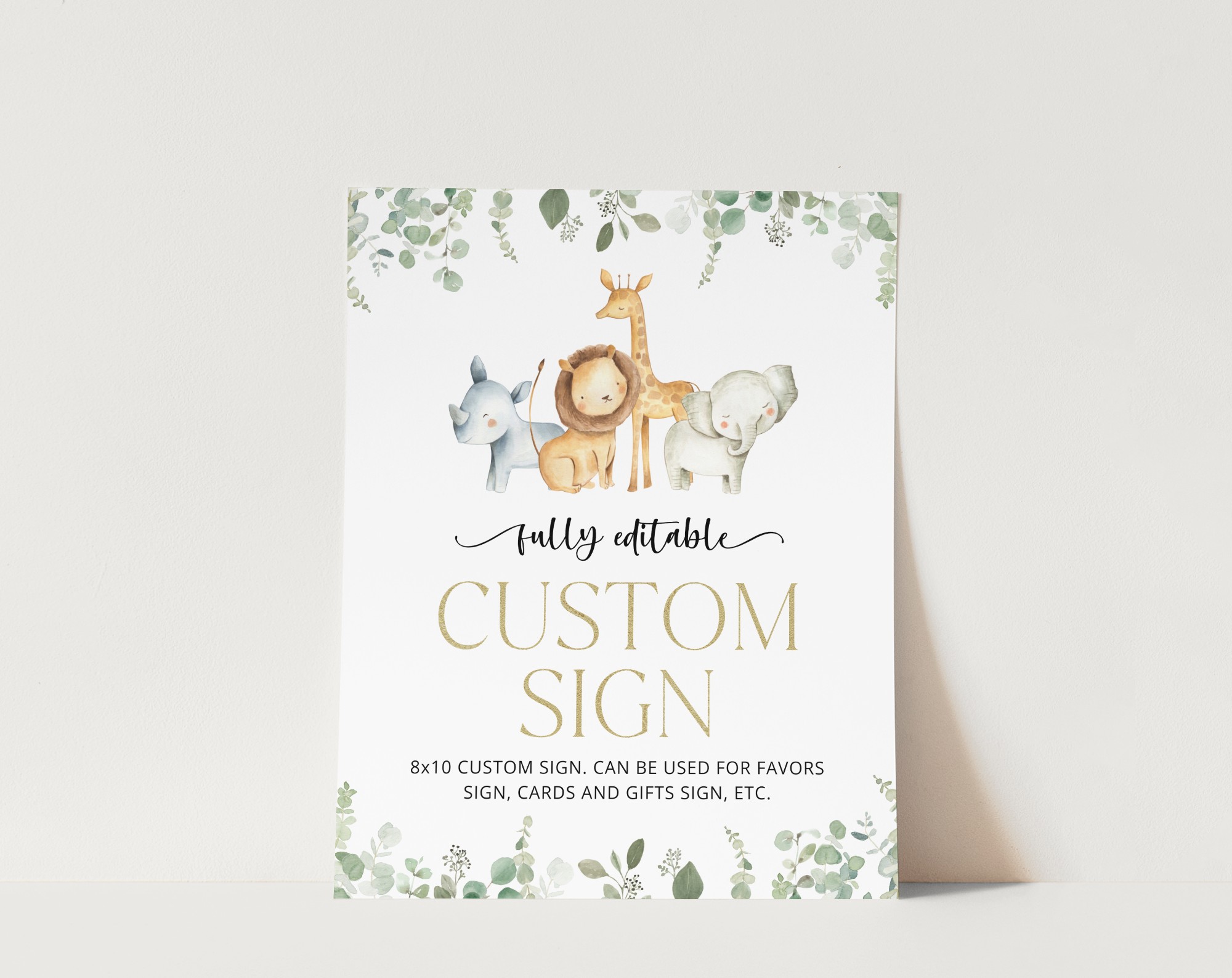 Safari Animals Custom Sign, Birthday Sign, First Birthday, Boy Birthday, Printable File, Edit Yourself, SH23