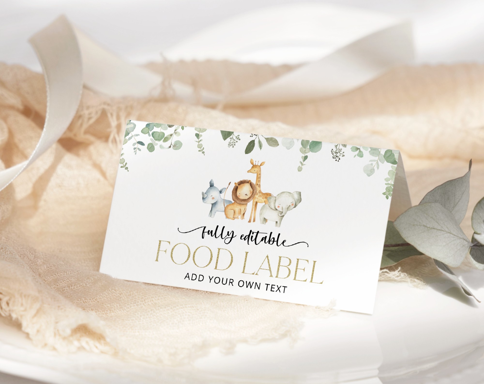 Safari Animals Food Label, First Birthday, Boy Birthday, Printable File, Edit Yourself, SH23