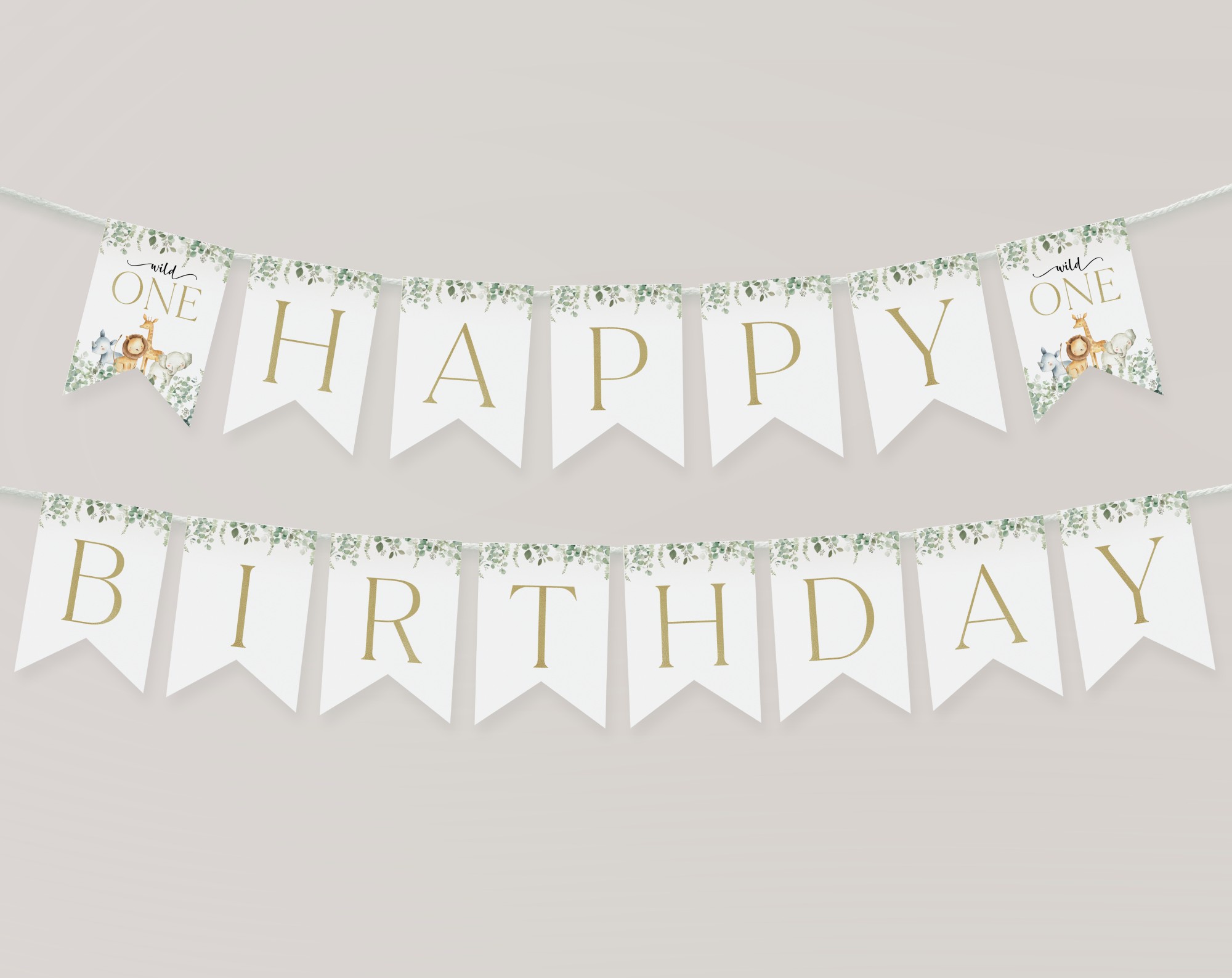 Safari Animals Happy Birthday Banner - Birthday Decoration