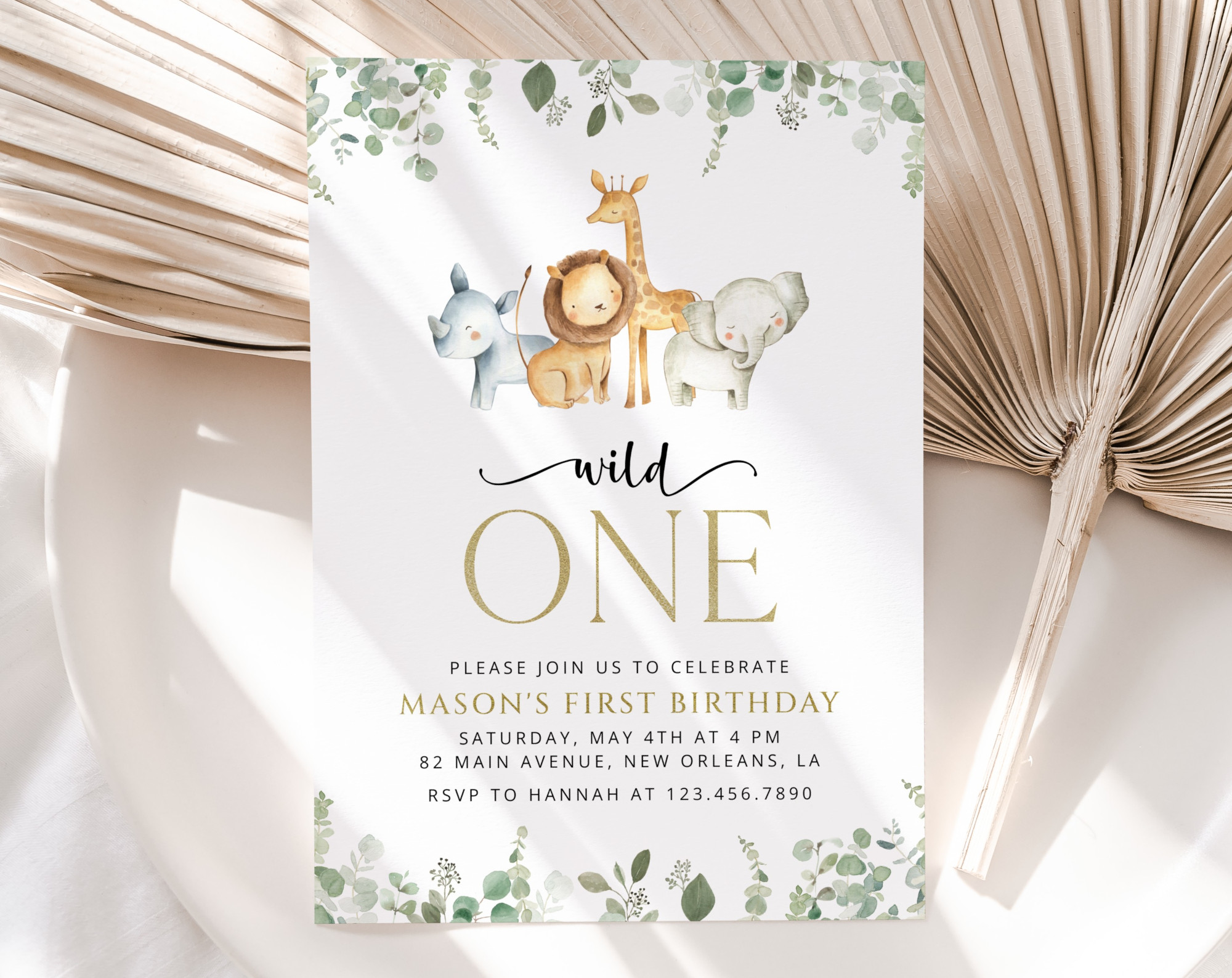 Safari Animals First Birthday Invitation, Birthday Stationery, Boy Birthday, Printable File, Edit Yourself, SH23 Safari Animals First Birthday Invitation, Birthday Stationery, Boy Birthday, Printable File, Edit Yourself, SH23