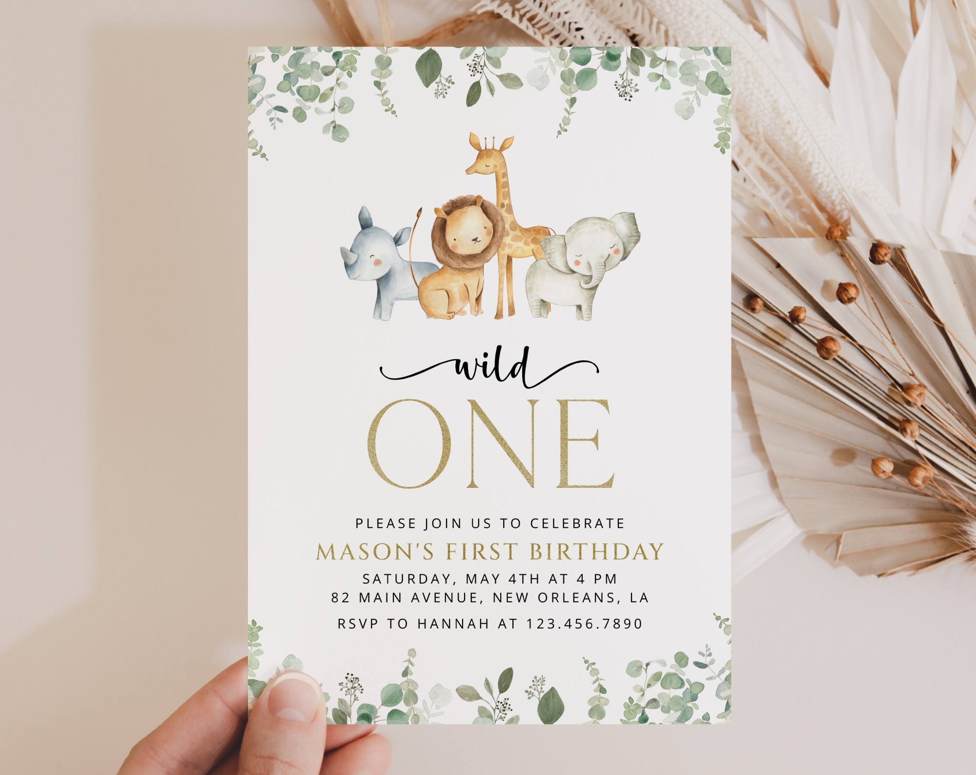 Safari Animals First Birthday Invitation, Birthday Stationery, Boy Birthday, Printable File, Edit Yourself, SH23 Safari Animals First Birthday Invitation, Birthday Stationery, Boy Birthday, Printable File, Edit Yourself, SH23
