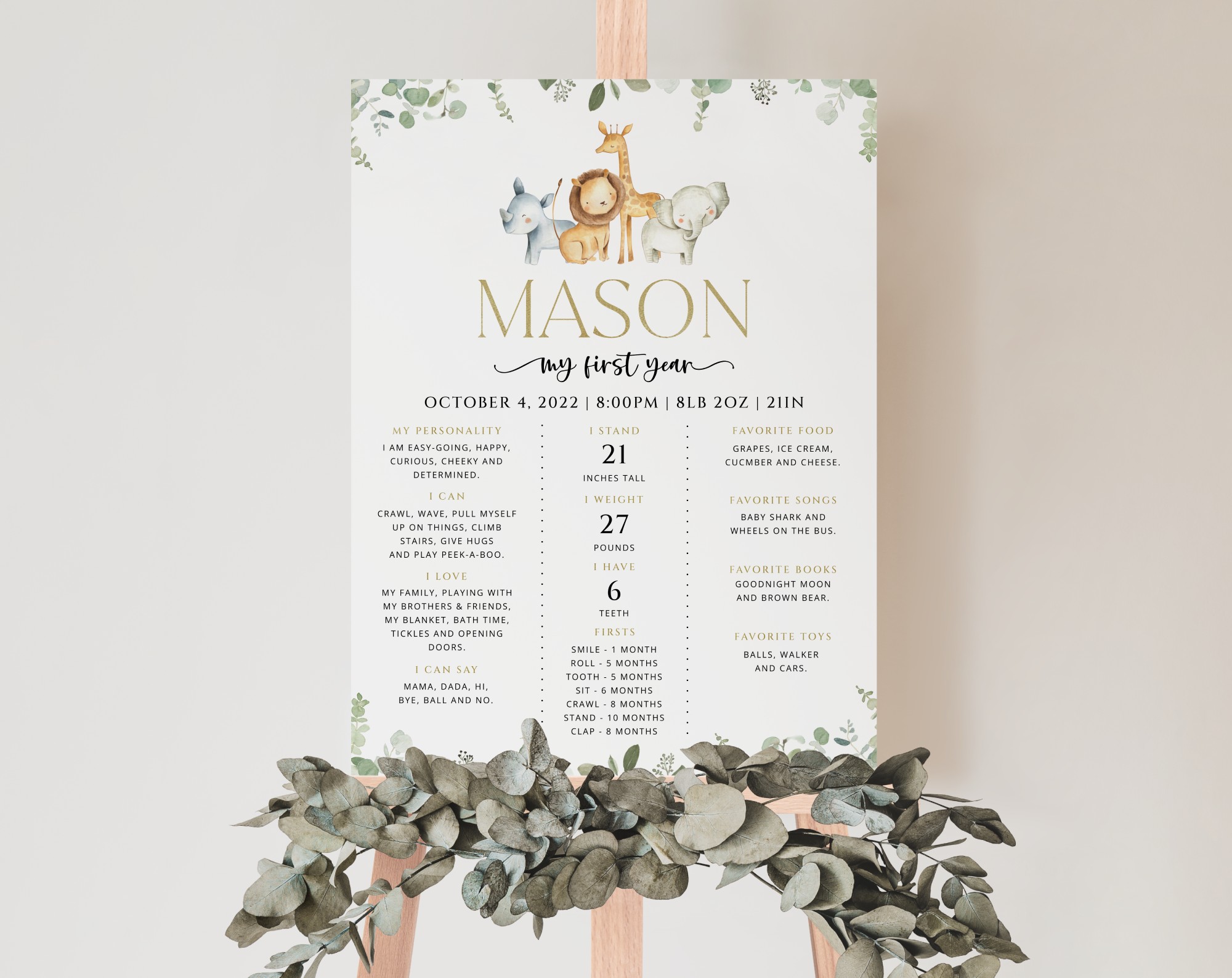 Safari Animals Milestone Sign, Birthday Sign, First Birthday, Boy Birthday, Printable File, Edit Yourself, SH23 Safari Animals Milestone Sign, Birthday Sign, First Birthday, Boy Birthday, Printable File, Edit Yourself, SH23
