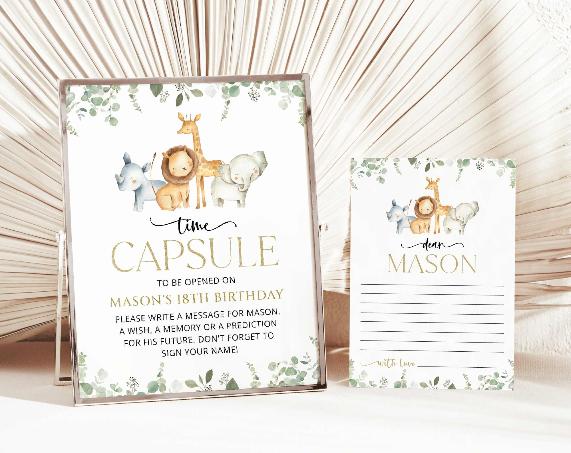Safari Animals Time Capsule, First Birthday, Boy Birthday, Printable File, Edit Yourself, SH23 Safari Animals Time Capsule, First Birthday, Boy Birthday, Printable File, Edit Yourself, SH23