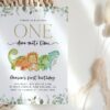 Cute Dinosaurs First Birthday Invitation, Birthday Stationery, Boy Birthday, Printable File, Edit Yourself, SH25