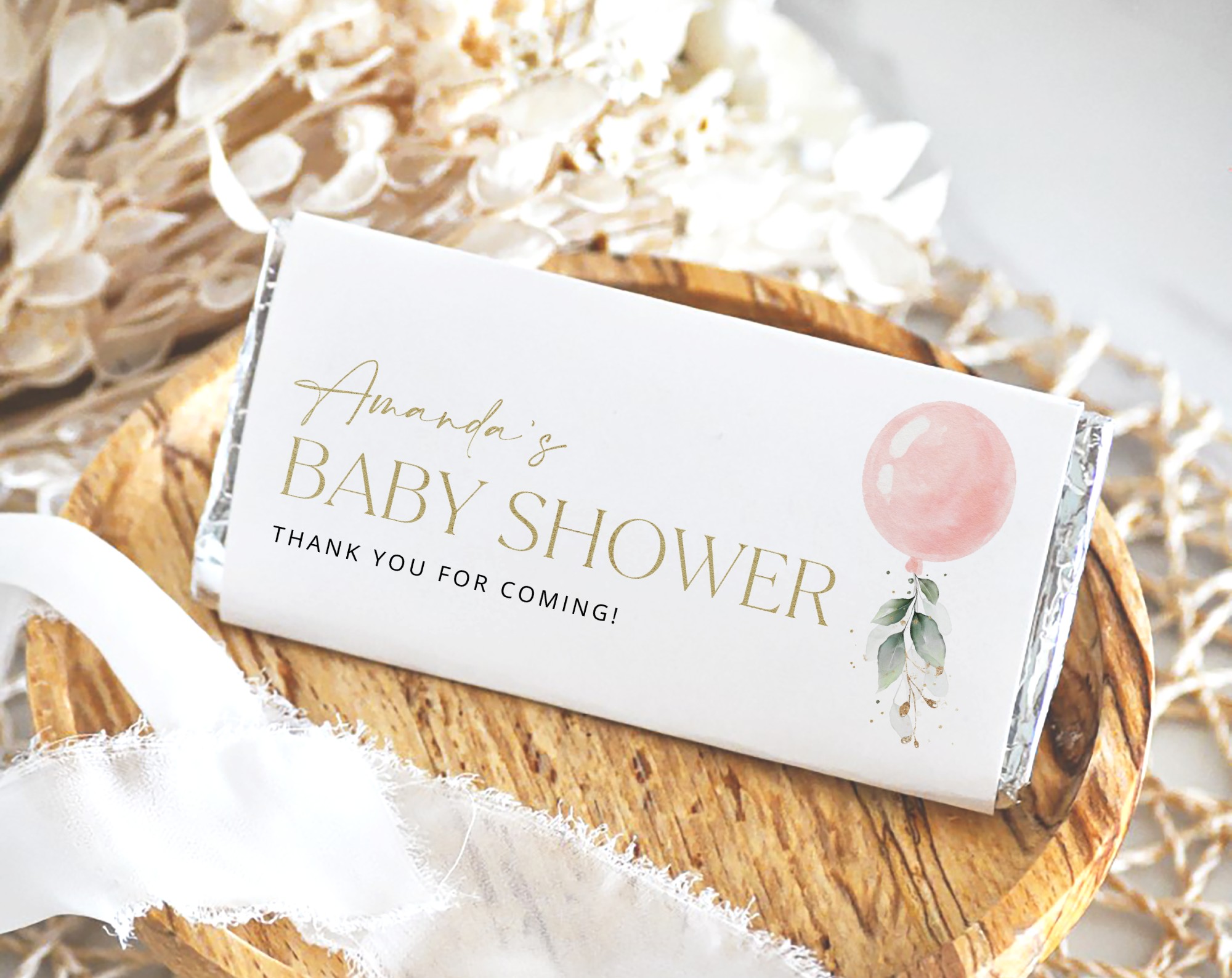 Pink Balloon Chocolate Bar Wrapper, Candy Bar Wrapper, Girl Baby Shower, Printable File, Edit Yourself, SH14 Pink Balloon Chocolate Bar Wrapper, Candy Bar Wrapper, Girl Baby Shower, Printable File, Edit Yourself, SH14