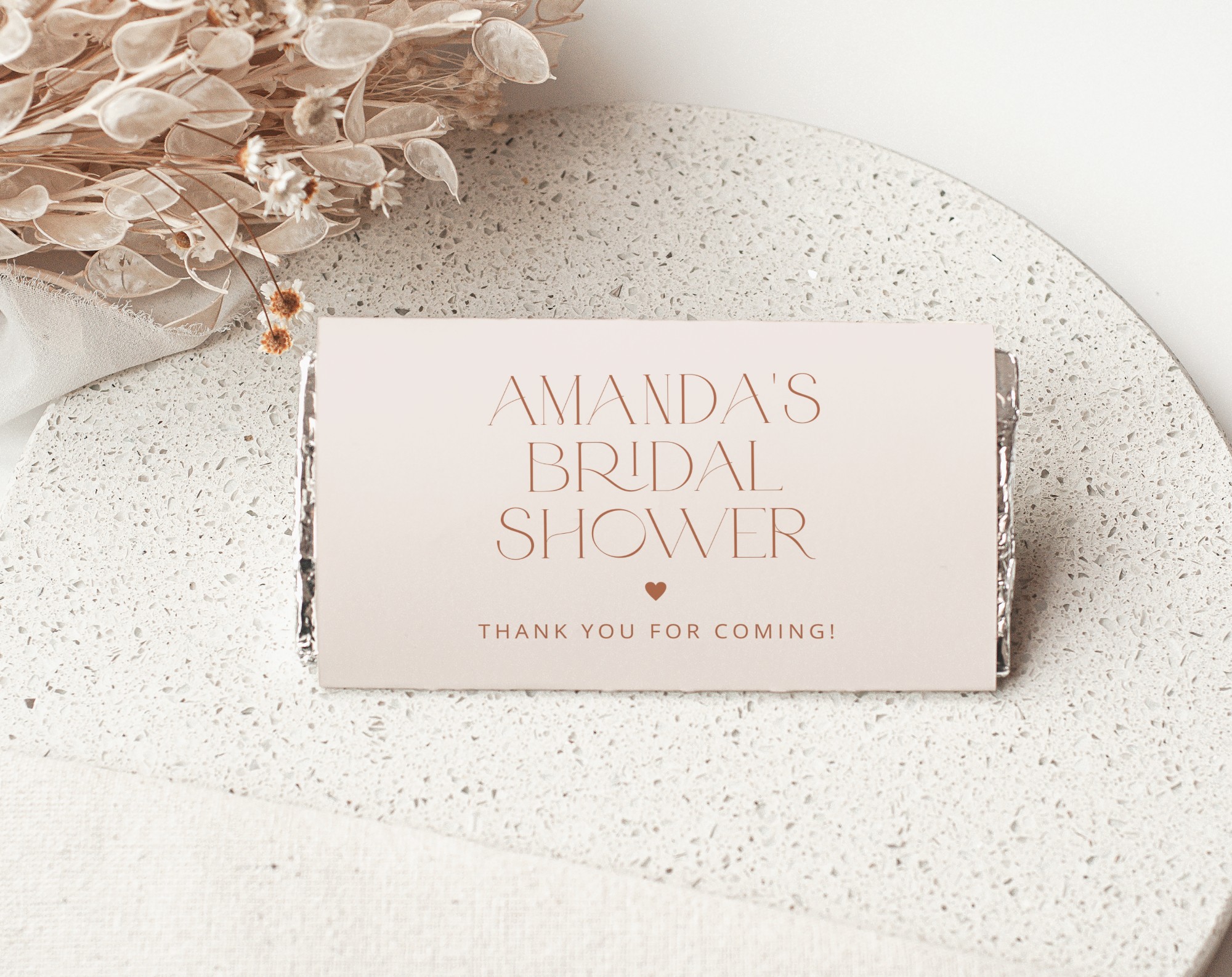 Minimal Boho Chocolate Bar Wrapper, Candy Bar Wrapper, Bridal Shower, Printable File, Edit Yourself, SH21