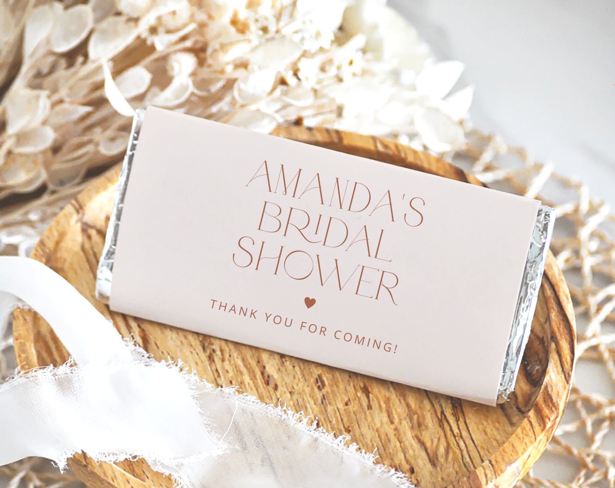 Minimal Boho Chocolate Bar Wrapper, Candy Bar Wrapper, Bridal Shower, Printable File, Edit Yourself, SH21