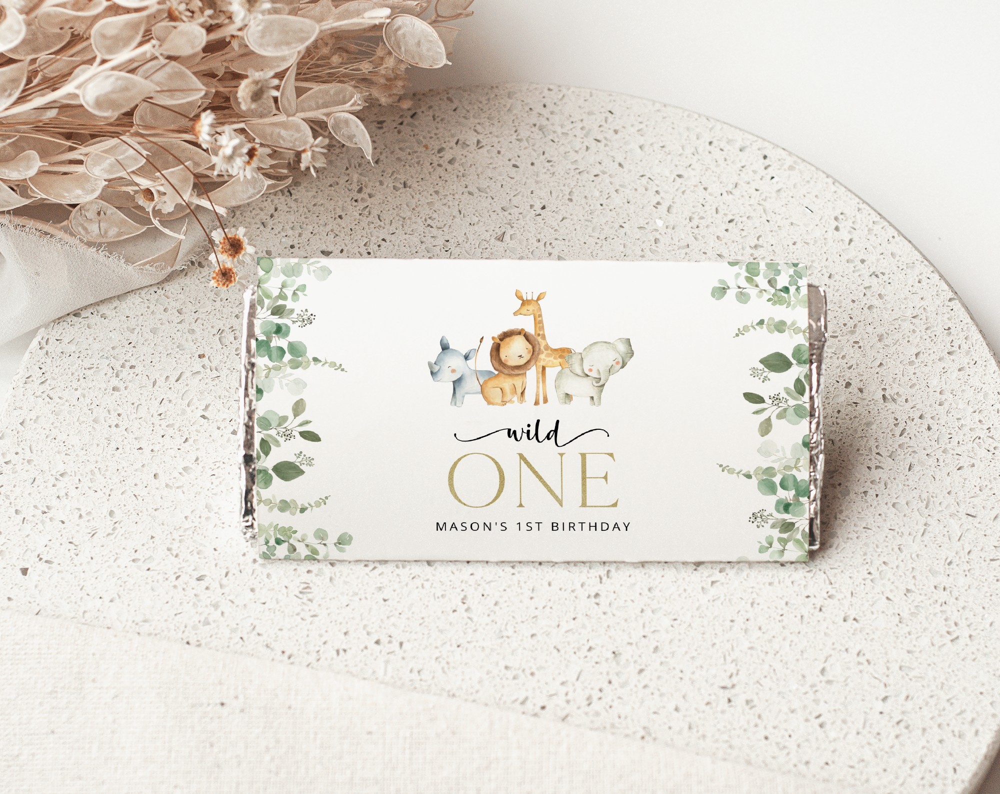 Safari Animals Chocolate Bar Wrapper, Candy Bar Wrapper, First Birthday, Boy Birthday, Printable File, Edit Yourself, SH23