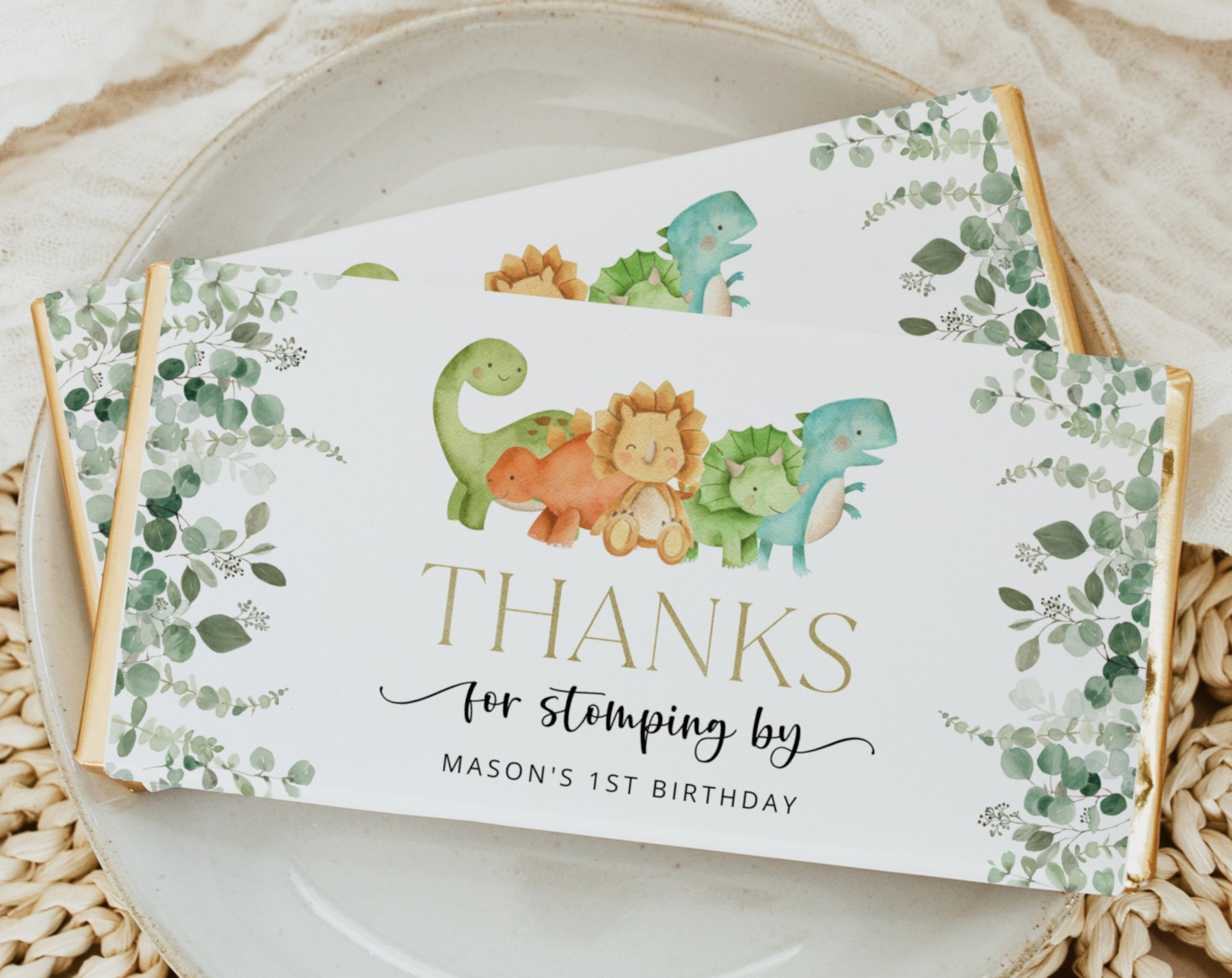 Cute Dinosaurs Chocolate Bar Wrapper, Candy Bar Wrapper, First Birthday, Boy Birthday, Printable File, Edit Yourself, SH25