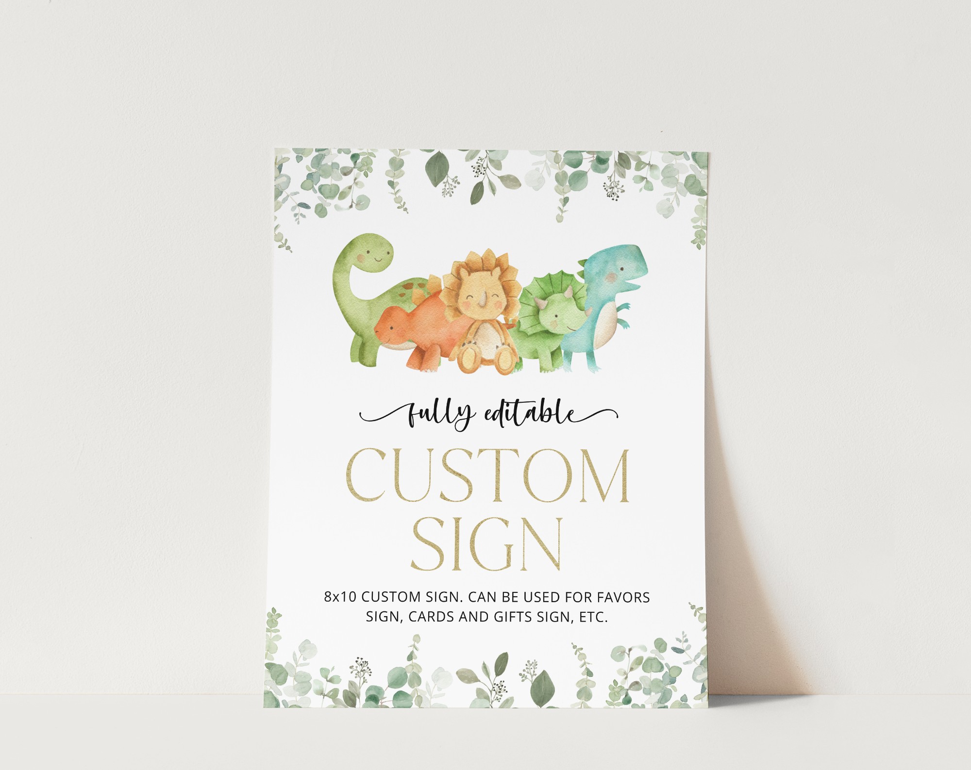 Cute Dinosaurs Custom Sign, Birthday Sign, First Birthday, Boy Birthday, Printable File, Edit Yourself, SH25