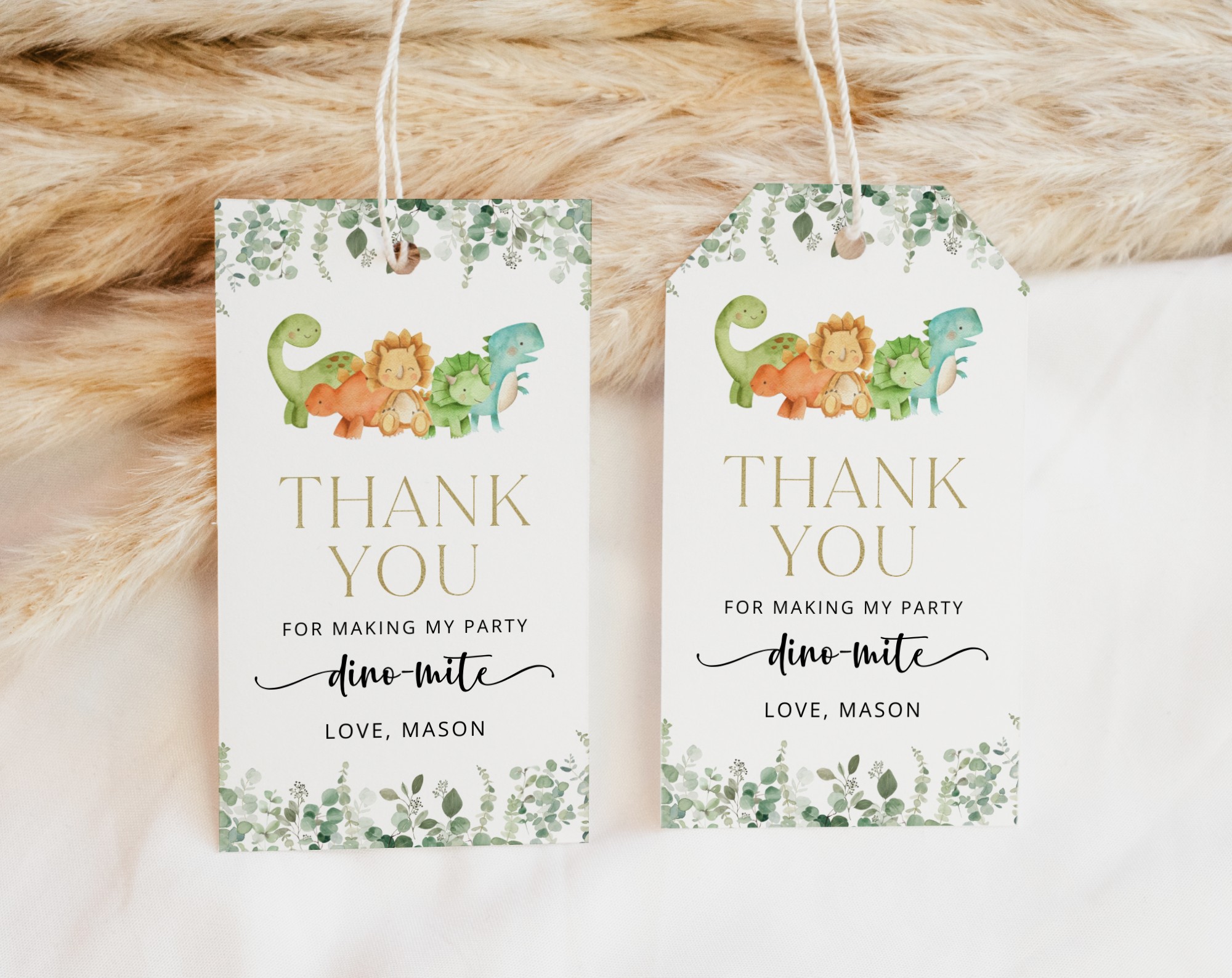 Cute Dinosaurs Favor Tags, Gift Tags, First Birthday, Boy Birthday, Printable File, Edit Yourself, SH25