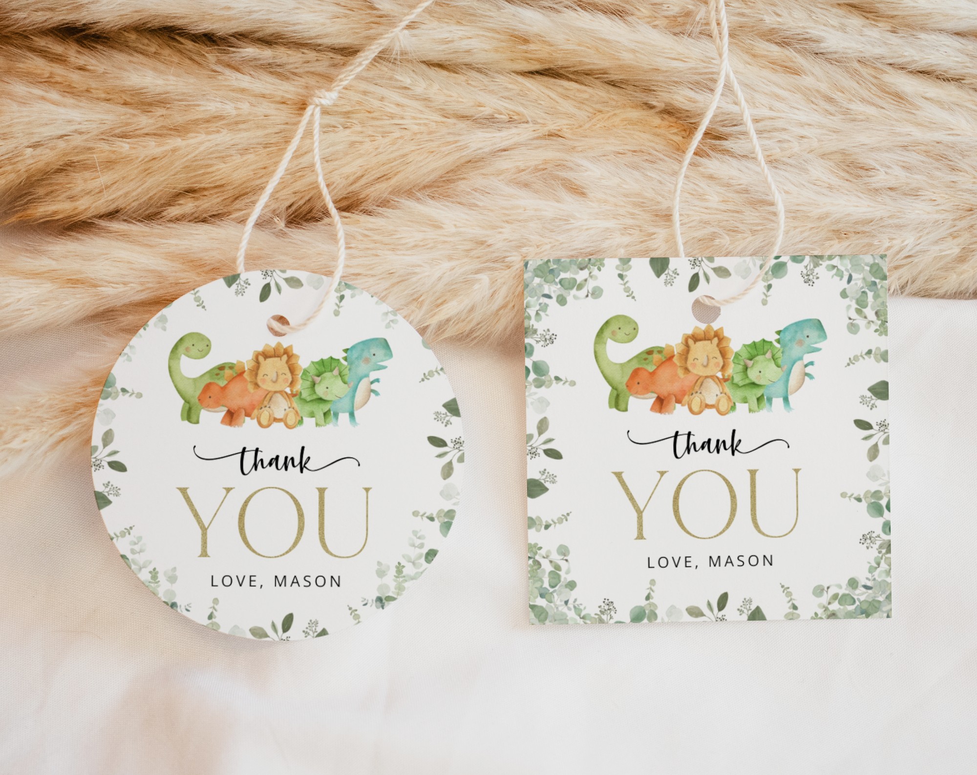 Cute Dinosaurs Favor Tags, Gift Tags, First Birthday, Boy Birthday, Printable File, Edit Yourself, SH25