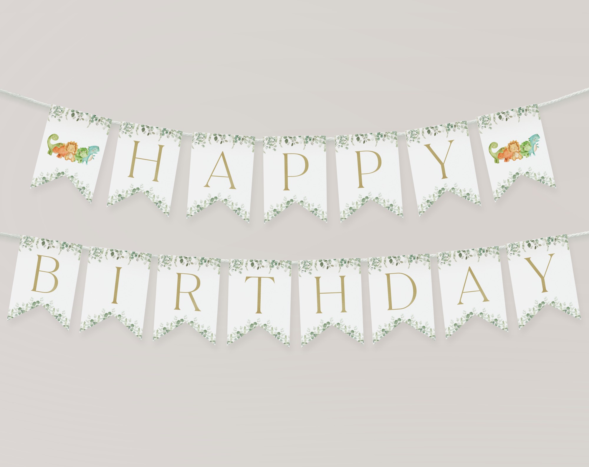 Cute Dinosaurs Happy Birthday Banner, First Birthday, Boy Birthday, Printable File, Edit Yourself, SH25