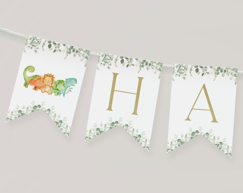 Cute Dinosaurs Happy Birthday Banner, First Birthday, Boy Birthday, Printable File, Edit Yourself, SH25
