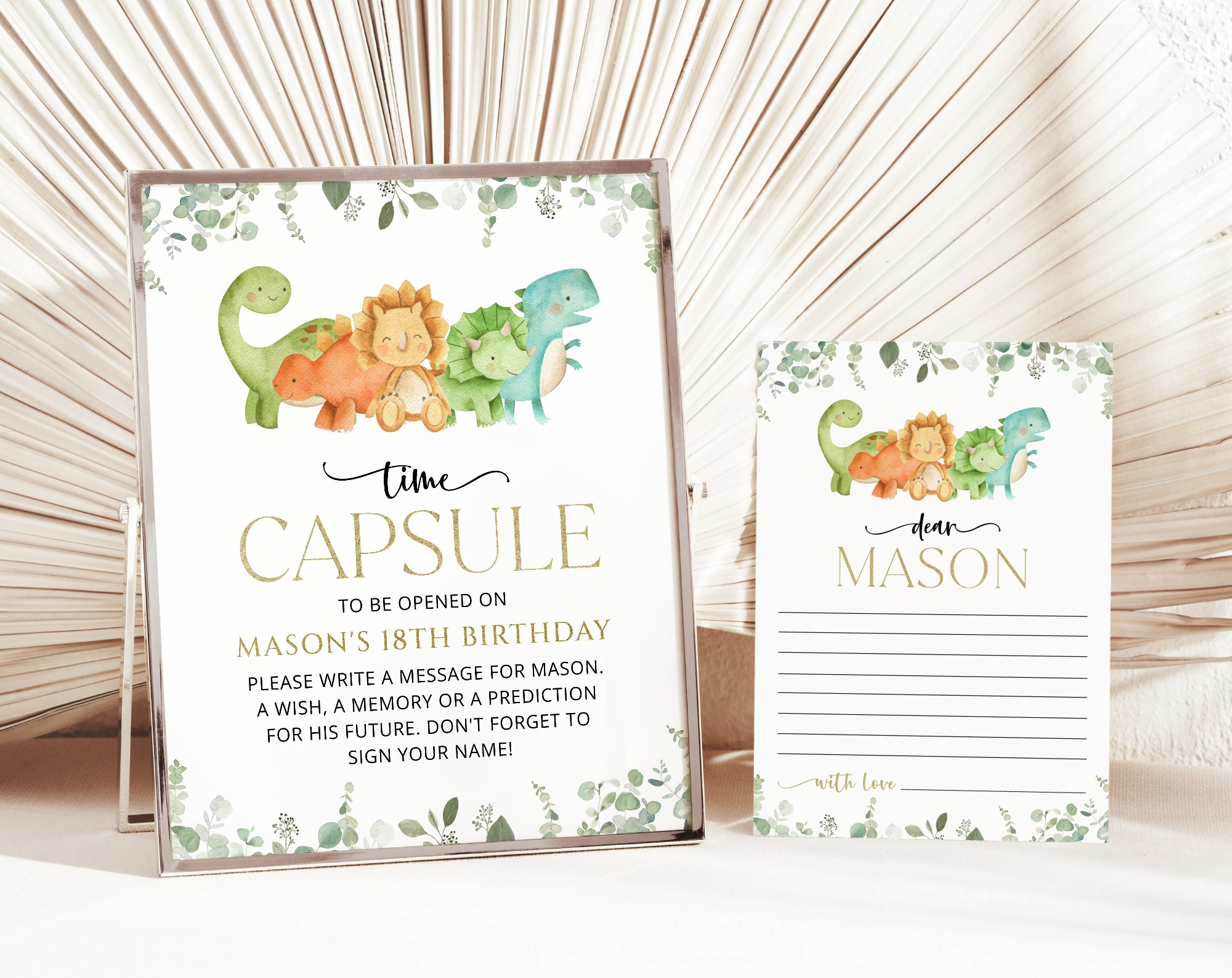 Cute Dinosaurs Time Capsule, First Birthday, Boy Birthday, Printable File, Edit Yourself, SH25
