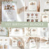 Forest Animals First Birthday Bundle, Printable File, Edit Yourself, SH28