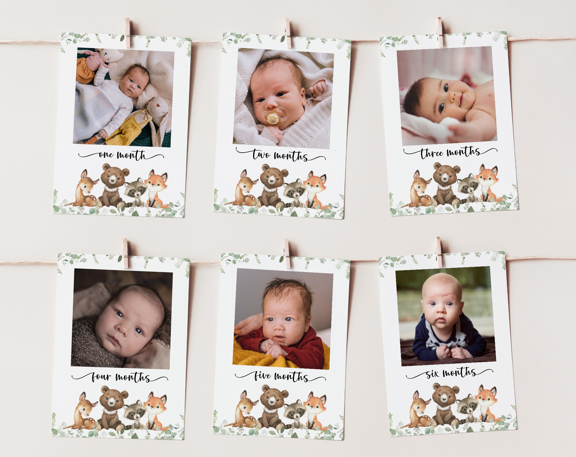 Forest Animals First Year Photos, First Birthday, Printable File, Edit Yourself, SH28 Forest Animals First Year Photos, First Birthday, Printable File, Edit Yourself, SH28