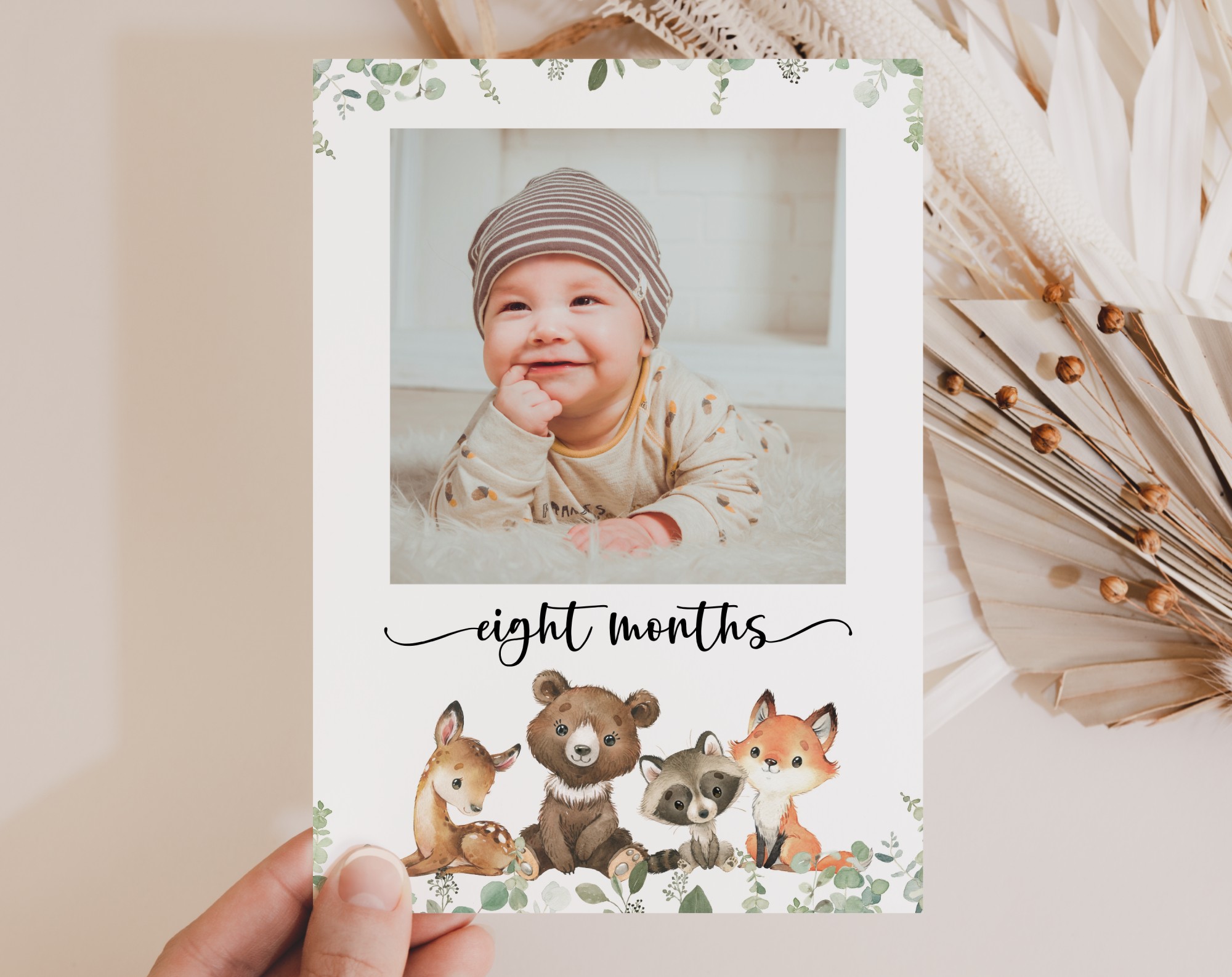 Forest Animals First Year Photos, First Birthday, Printable File, Edit Yourself, SH28