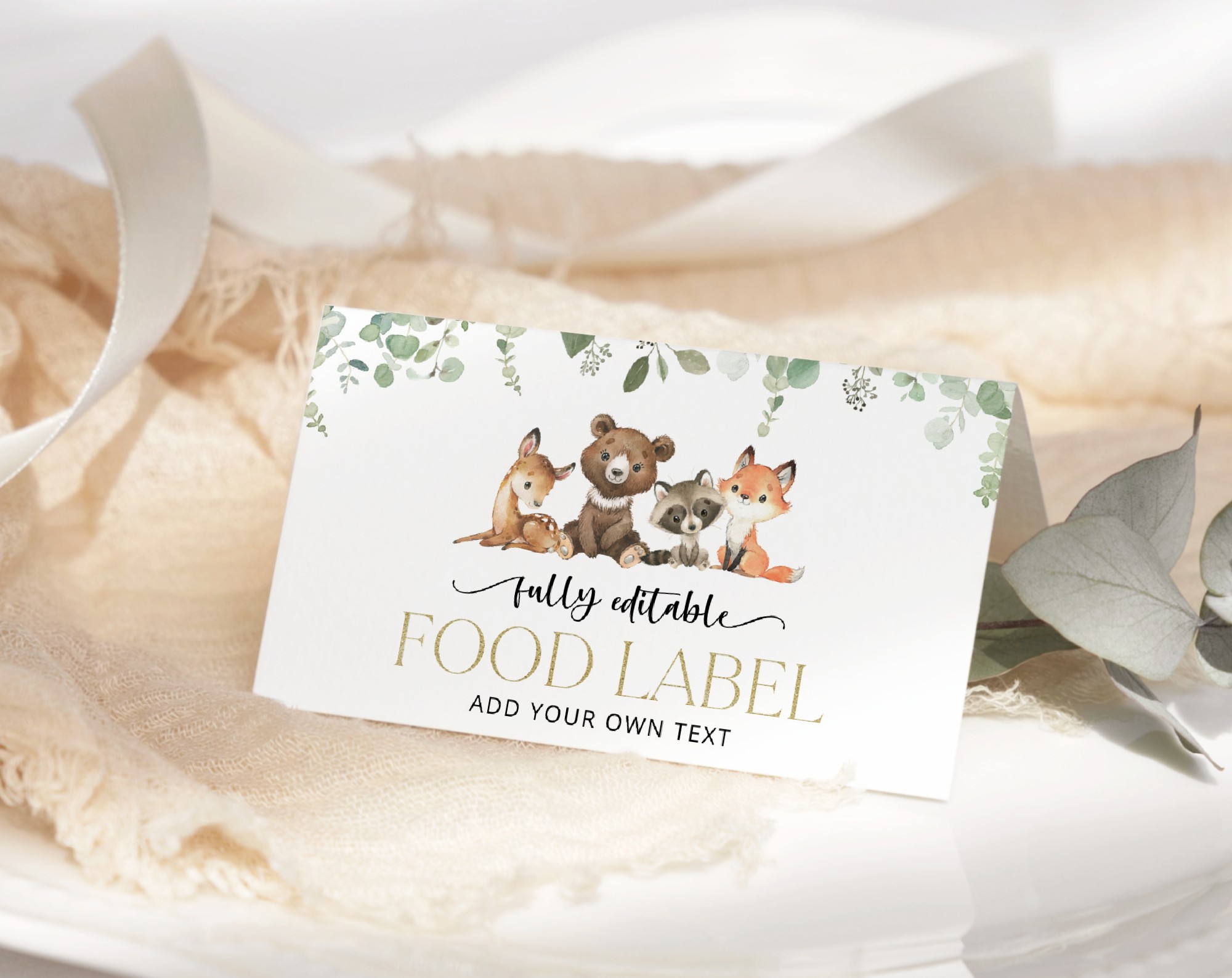 Forest Animals Food Label, First Birthday, Printable File, Edit Yourself, SH28 Forest Animals Food Label, First Birthday, Printable File, Edit Yourself, SH28
