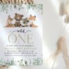 Forest Animals First Birthday Invitation, Birthday Stationery, Printable File, Edit Yourself, SH28 Forest Animals First Birthday Invitation, Birthday Stationery, Printable File, Edit Yourself, SH28