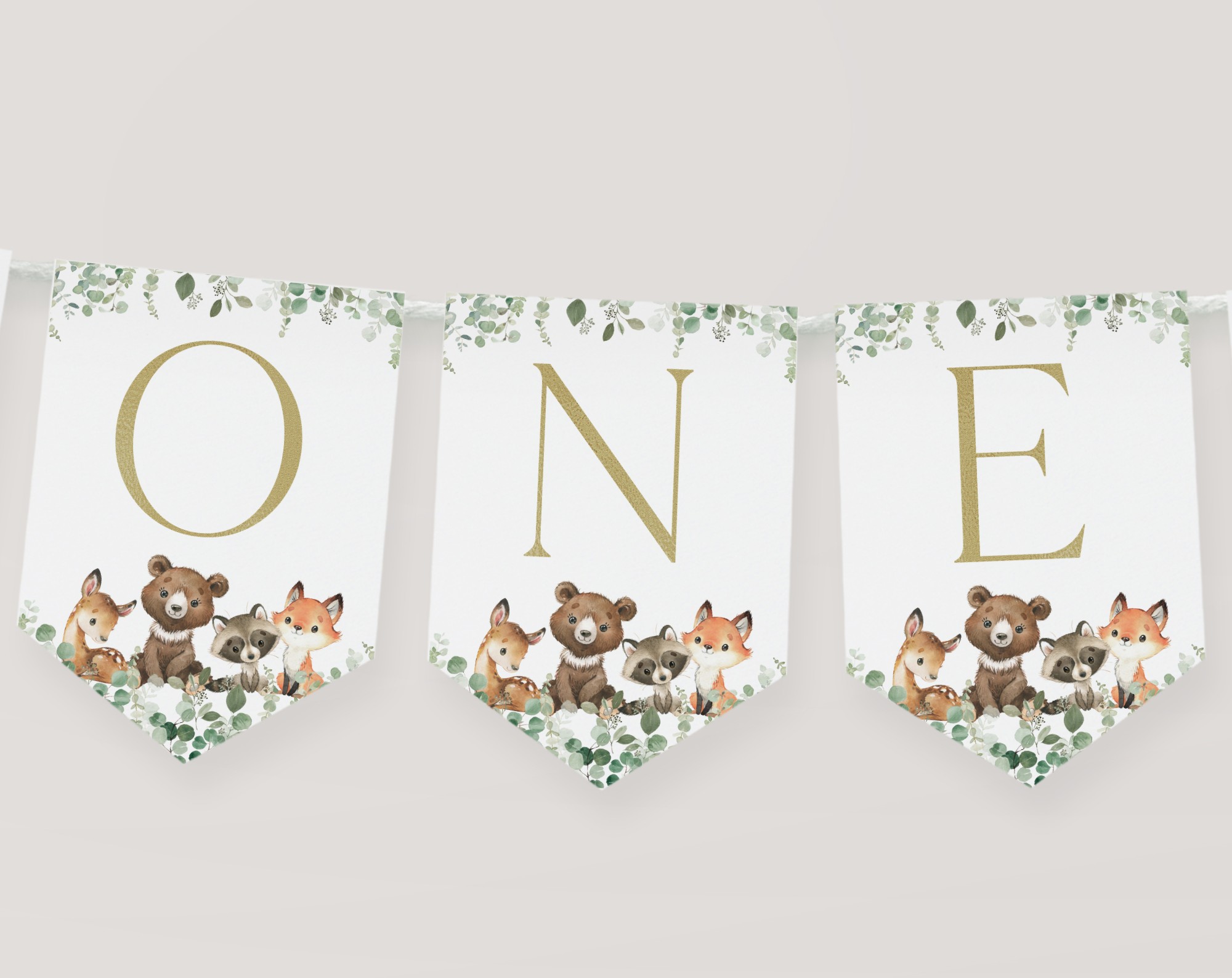 Forest Animals One High Chair Banner, First Birthday, Printable File, Edit Yourself, SH28 Forest Animals One High Chair Banner, First Birthday, Printable File, Edit Yourself, SH28