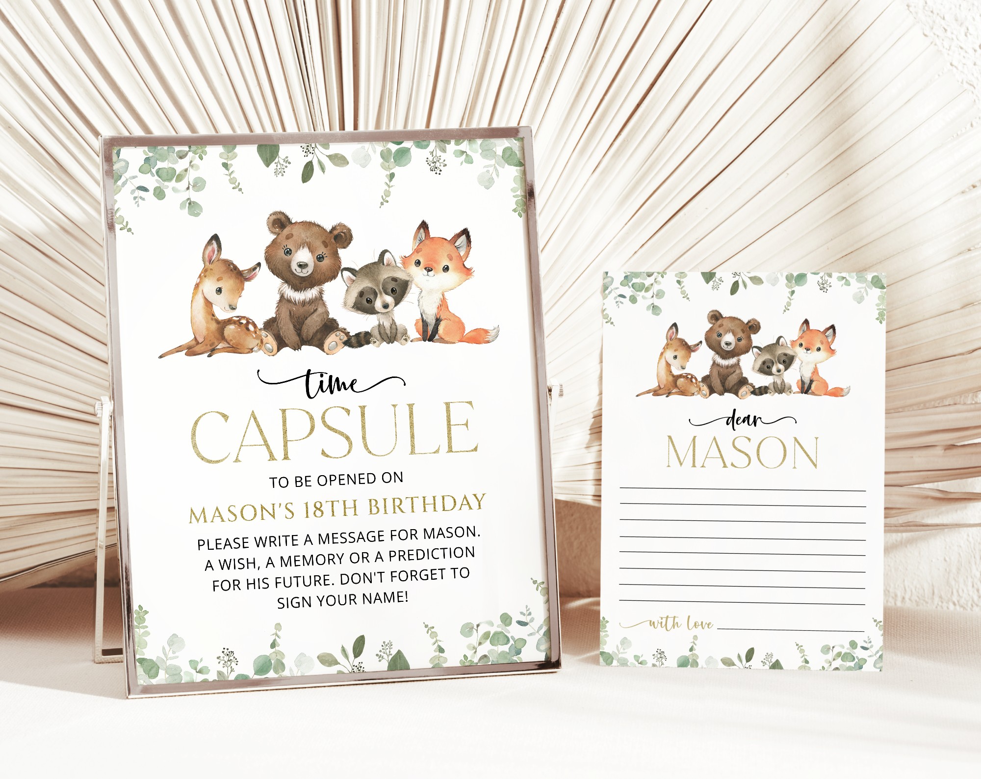 Forest Animals Time Capsule, First Birthday, Printable File, Edit Yourself, SH28 Forest Animals Time Capsule, First Birthday, Printable File, Edit Yourself, SH28