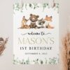 Forest Animals Welcome Sign, Birthday Sign, First Birthday, Printable File, Edit Yourself, SH28