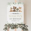 Forest Animals Welcome Sign, Birthday Sign, First Birthday, Printable File, Edit Yourself, SH28